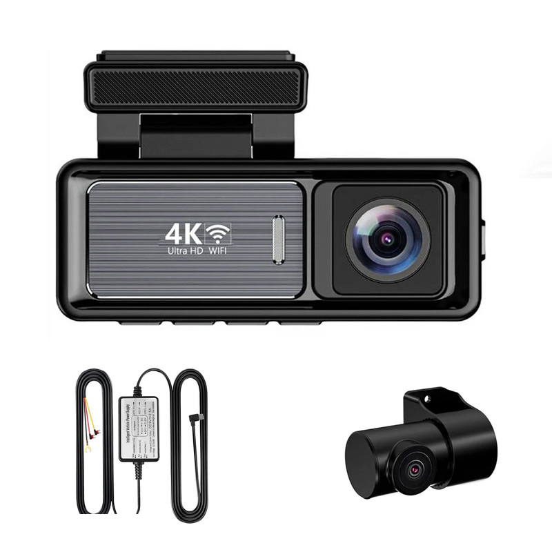 دوربین ثبت وقایع خودرو اتوویژن مدل M6 4K-WiFi به همراه دوربین عقب و کیت برق مستقیم