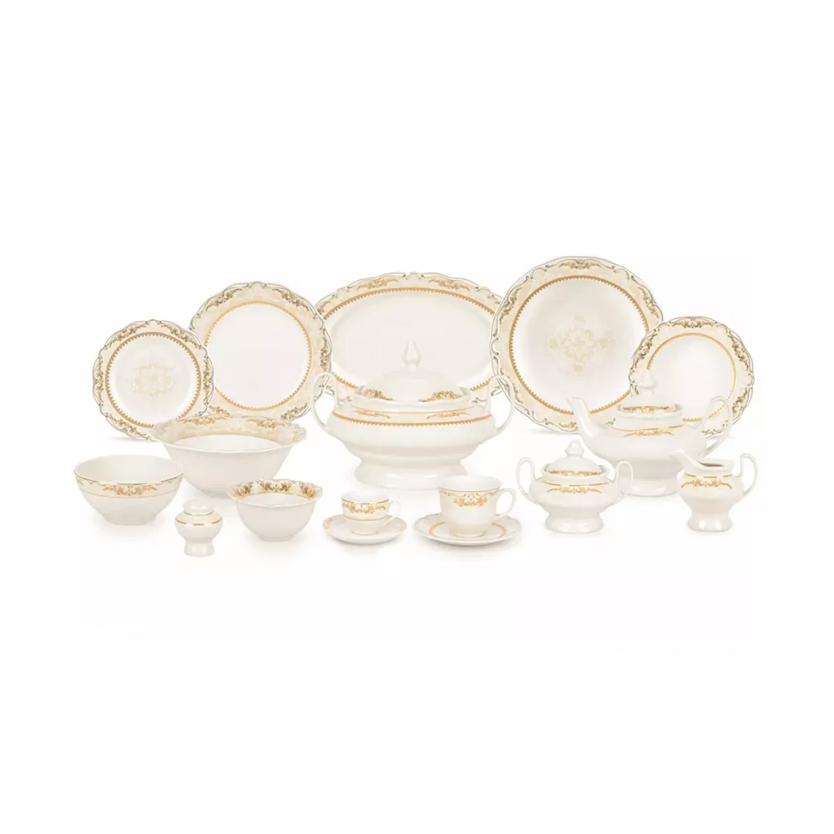 سرویس غذاخوری نیوبن 98 پارچه چینی پردیس مدل همیلتون نلین-رز گلد