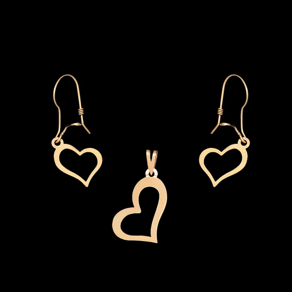 نیم ست طلا 18 عیار زنانه قلب کد 589