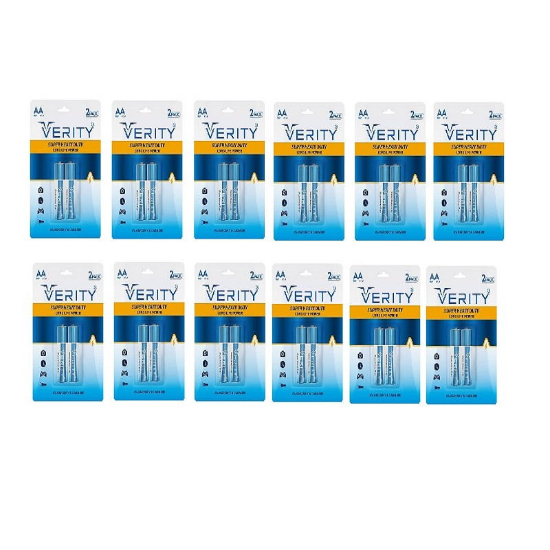 باتری نیم قلمی وریتی مدل Zinc Carbon AAA بسته 24 عددی باتری نیم قلمی وریتی مدل Zinc Carbon AAA بسته 24 عددی