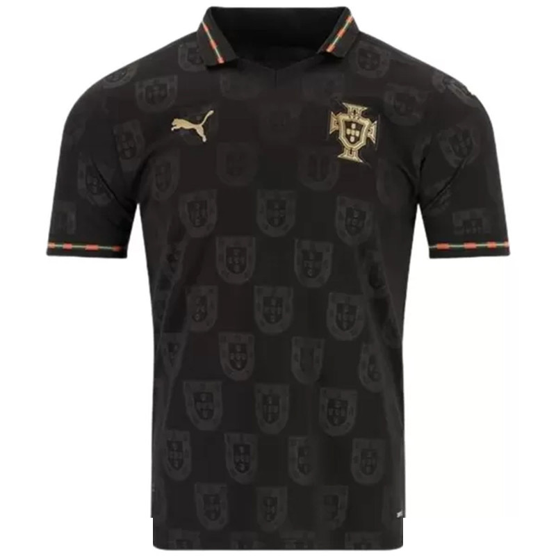 پولوشرت آستین کوتاه ورزشی مردانه مدل پرتغال Away WC 2026 مشکی پولوشرت آستین کوتاه ورزشی مردانه مدل پرتغال Away WC 2026 مشکی
