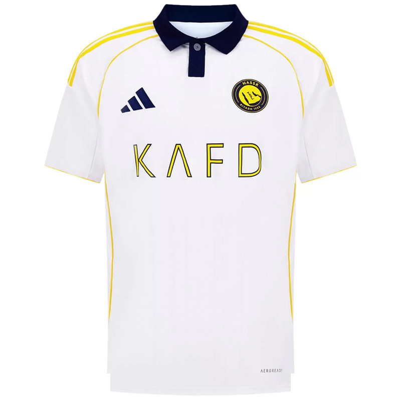 پولوشرت آستین کوتاه ورزشی مردانه مدل النصر عربستان کد Away 2026 سفید پولوشرت آستین کوتاه ورزشی مردانه مدل النصر عربستان کد Away 2026 سفید