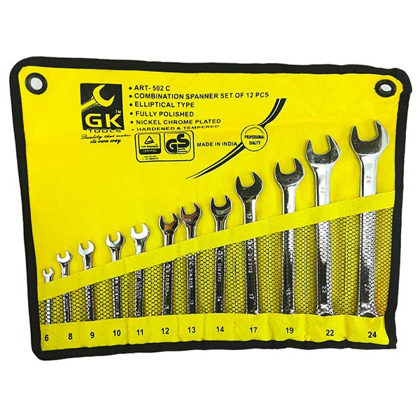آچار یکسر تخت و یکسر رینگی جی کی تولز مدل 502c مجموعه 12 عددی آچار یکسر تخت و یکسر رینگی جی کی تولز مدل 502c مجموعه 12 عددی