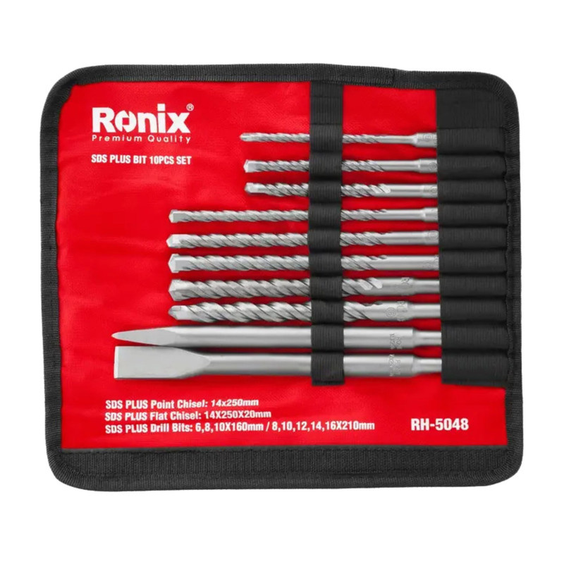 ست مته و قلم چهار شیار رونیکس مدل RH-5048 سایز 8 تا 16 میلیمتر مجموعه 10 عددی ست مته و قلم چهار شیار رونیکس مدل RH-5048 سایز 8 تا 16 میلیمتر مجموعه 10 عددی