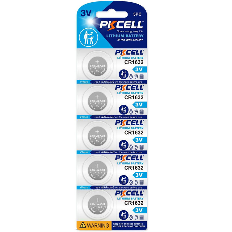باتری سکهای لیتیومی پی کی سل مدل CR1632 ولتاژ 3 ولت بسته 5 عددی