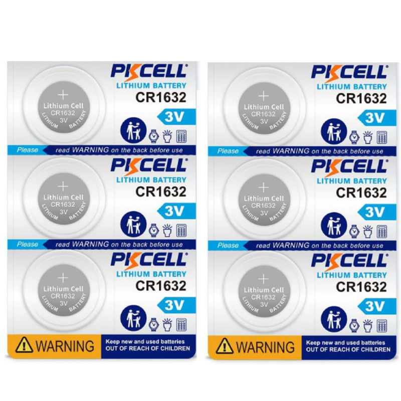 باتری سکهای لیتیومی پی کی سل مدل CR1632 ولتاژ 3 ولت بسته 6 عددی