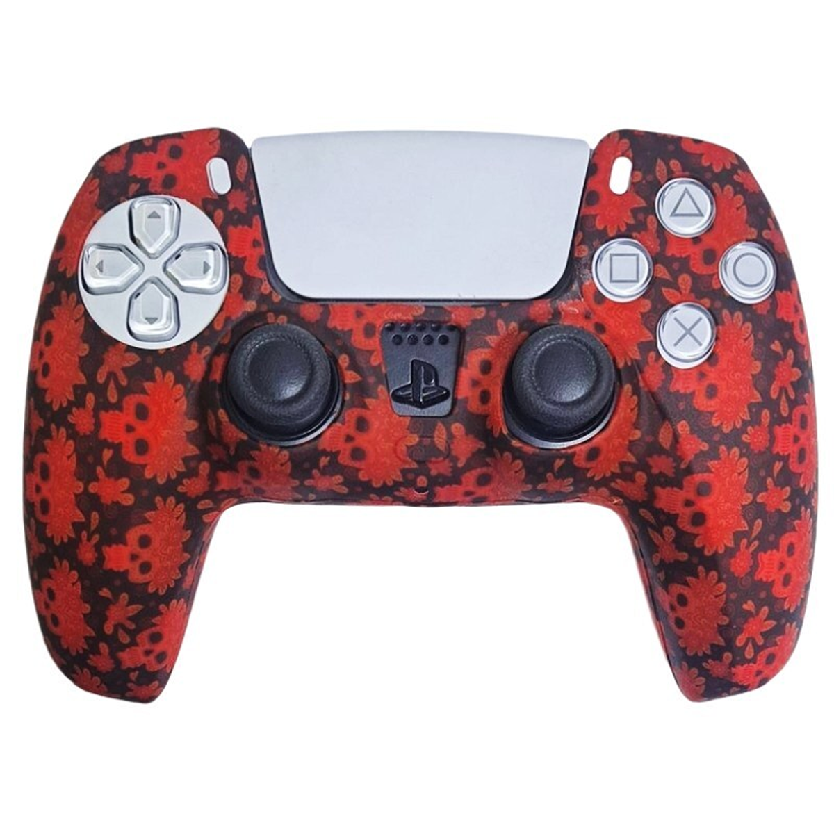 روکش دسته بازی PS5 مدل Flower skull-قرمز روکش دسته بازی PS5 مدل Flower skull-قرمز