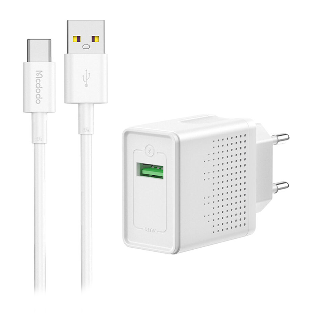 شارژر دیواری مک دودو مدل CH-5750 توان 18 وات به همراه کابل USB-C-سفید شارژر دیواری مک دودو مدل CH-5750 توان 18 وات به همراه کابل USB-C-سفید