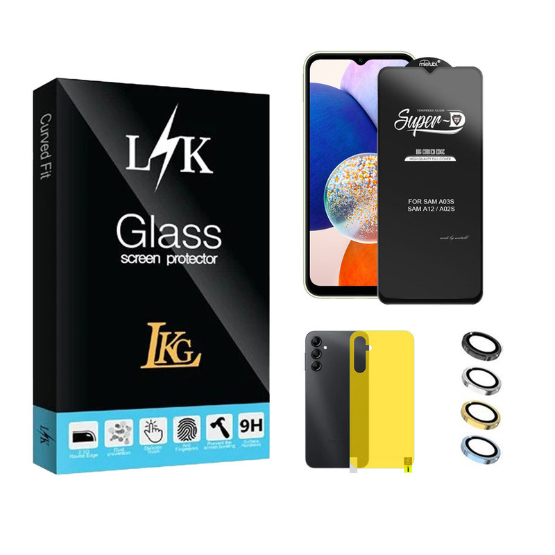 محافظ صفحه نمایش ال کا جی مدل سوپر دی مناسب برای گوشی موبایل سامسونگ Galaxy A14 4G به همراه محافظ پشت گوشی و محافظ لنز محافظ صفحه نمایش ال کا جی مدل سوپر دی مناسب برای گوشی موبایل سامسونگ Galaxy A14 4G به همراه محافظ پشت گوشی و محافظ لنز