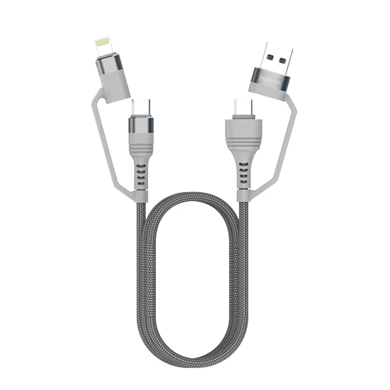 کابل تبدیل USB-USB-C به USB-C-لایتنینگ هترون مدل HC450P طول 1 متر-طوسی کابل تبدیل USB-USB-C به USB-C-لایتنینگ هترون مدل HC450P طول 1 متر-طوسی
