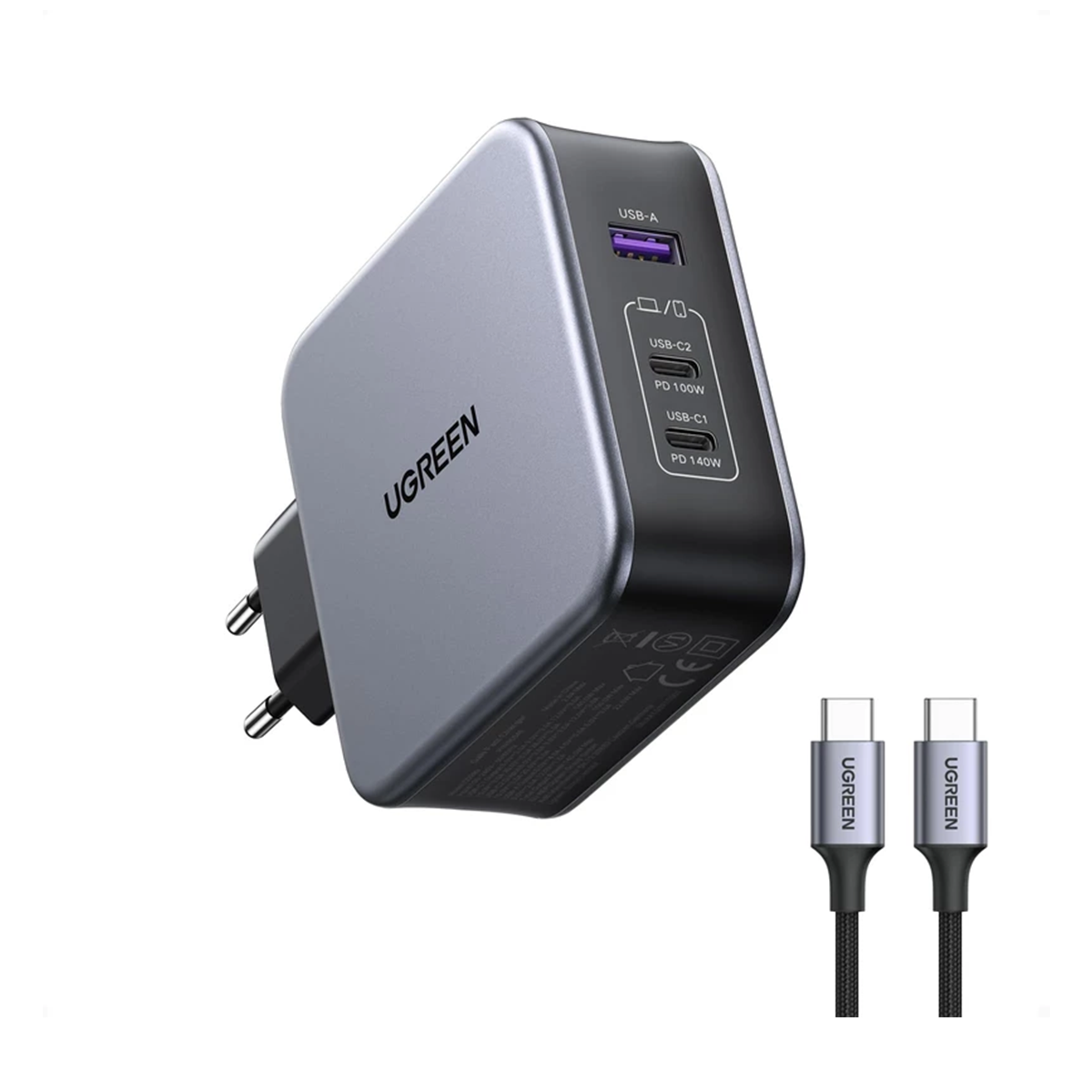 شارژر دیواری 140 وات یوگرین مدل 90549 به همراه کابل USB C-خاکستری شارژر دیواری 140 وات یوگرین مدل 90549 به همراه کابل USB C-خاکستری