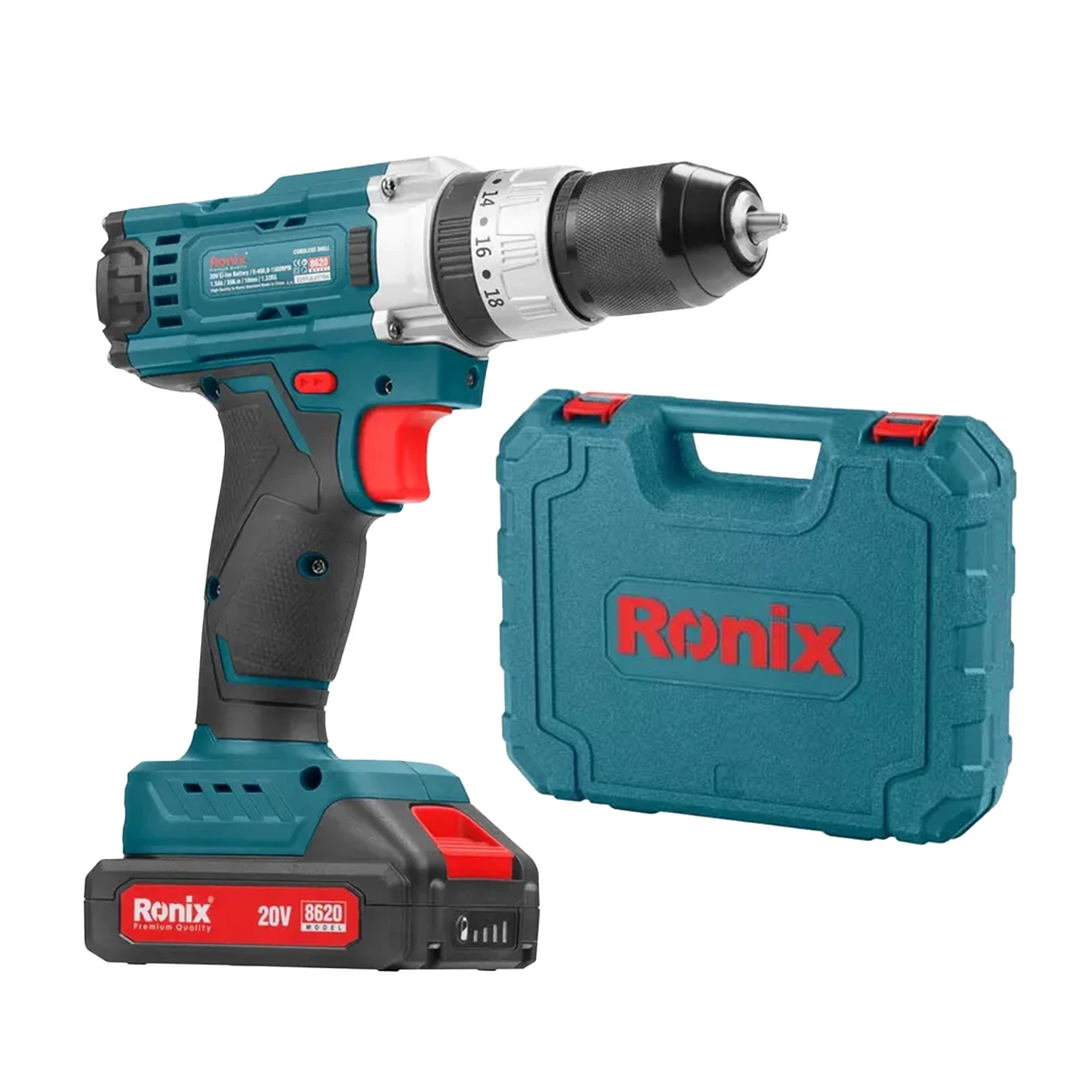 پیچ گوشتی شارژی رونیکس 20 ولت مدل 8620-چند رنگ 