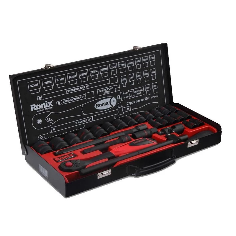 آچار بکس و سری بکس رونیکس مدل RH-2627 مجموعه 27 عددی-چند رنگ 