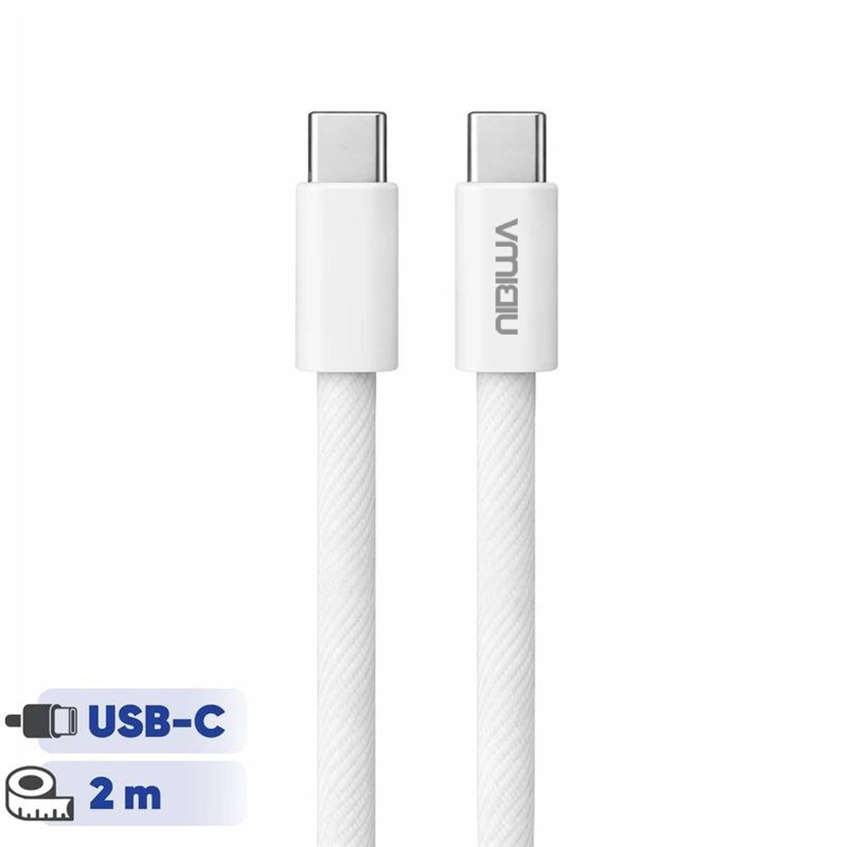 کابل تایپ سی نیبیوا مدل Fast Charge 240W طول 2 متر-سفید کابل تایپ سی نیبیوا مدل Fast Charge 240W طول 2 متر-سفید