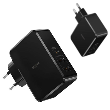 شارژر دیواری ای اِس آر مدل PD + 2USB 41W استاندارد EU شارژر دیواری ای اِس آر مدل PD + 2USB 41W استاندارد EU