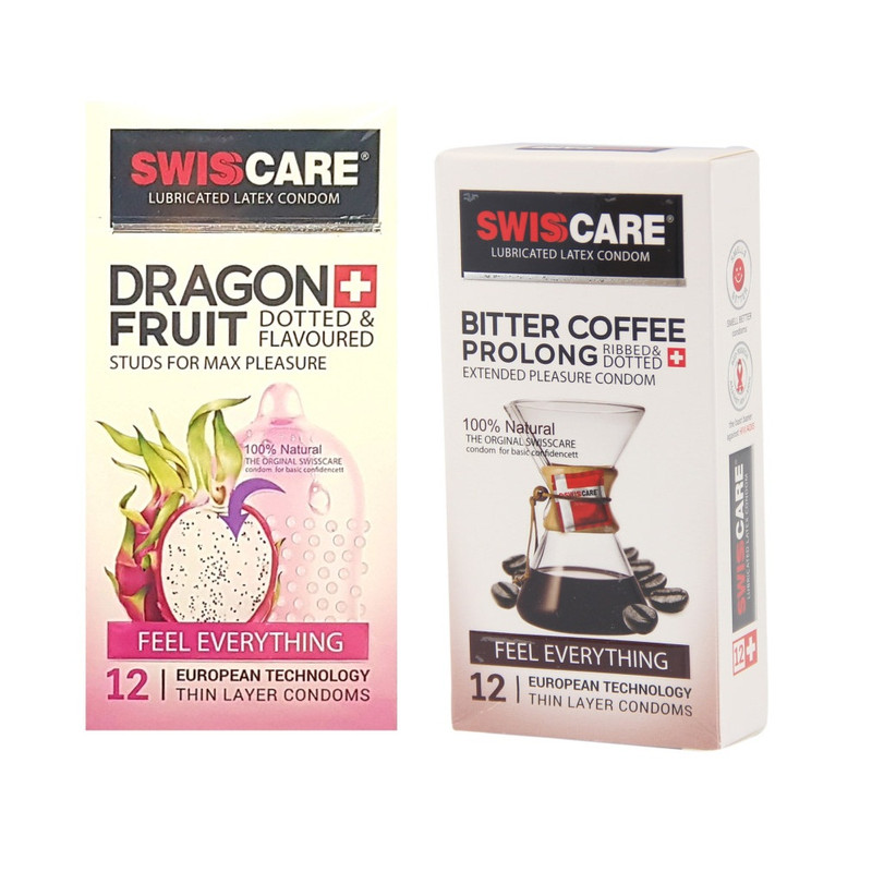 کاندوم سوئیس کر مدل Mohito بسته 12 عددی به همراه کاندوم سوئیسکر مدل Coffee Prolong بسته 12 عددی کاندوم سوئیس کر مدل Mohito بسته 12 عددی به همراه کاندوم سوئیسکر مدل Coffee Prolong بسته 12 عددی