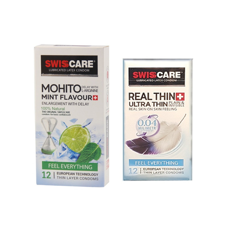 کاندوم سوئیس کر مدل Mohito REAL THIN مجموعه 2 عددی کاندوم سوئیس کر مدل Mohito REAL THIN مجموعه 2 عددی