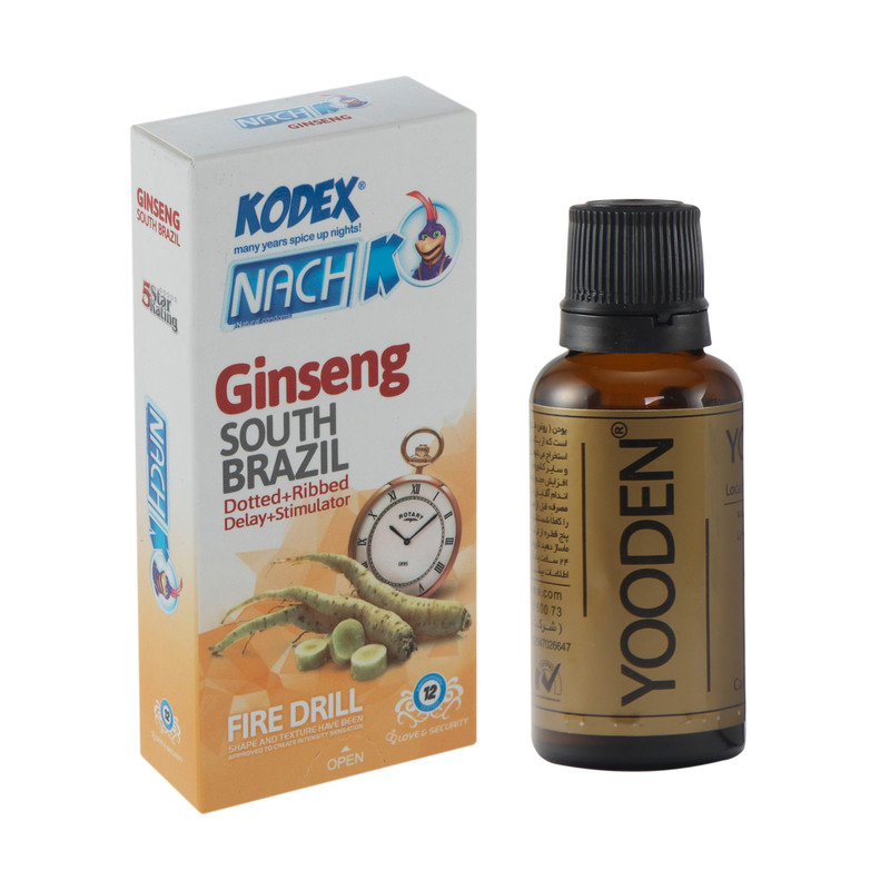 کاندوم ناچ کدکس مدل Ginseng بسته 12 عددی به همراه روغن یودن کد 01 حجم 30 میلی لیتر کاندوم ناچ کدکس مدل Ginseng بسته 12 عددی به همراه روغن یودن کد 01 حجم 30 میلی لیتر