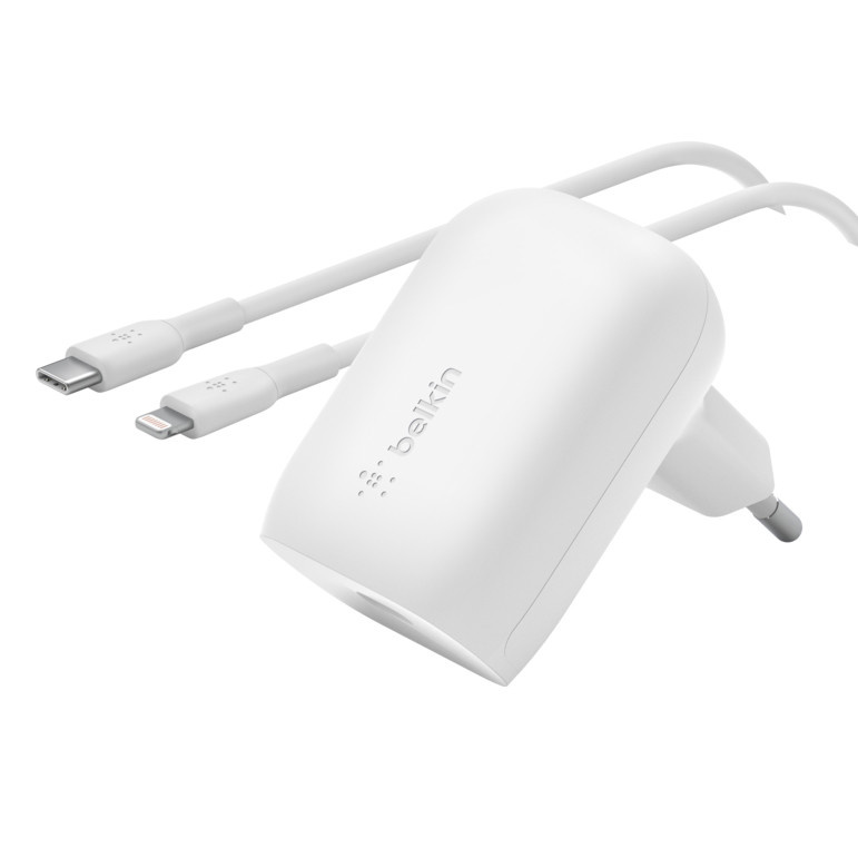 شارژر دیواری بلکین مدل WCA005vf1MWH-B5 USB-C PD PPS به همراه کابل لایتنینگ شارژر دیواری بلکین مدل WCA005vf1MWH-B5 USB-C PD PPS به همراه کابل لایتنینگ
