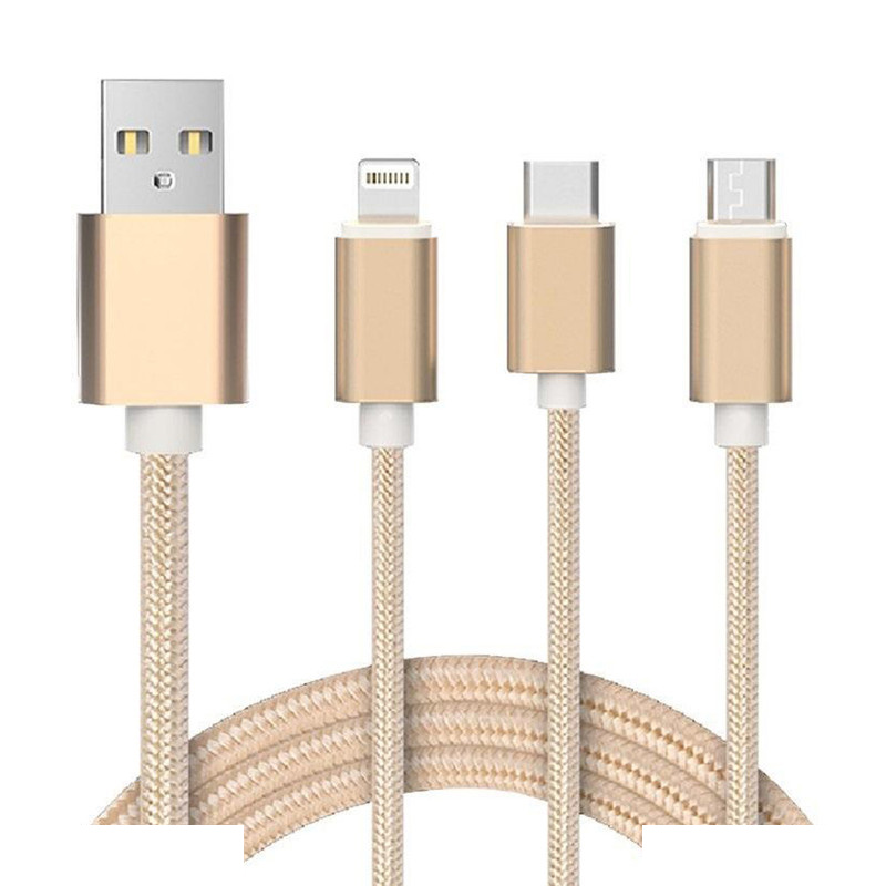 کابل تبدیل USB به لایتنینگ/USB-C/microUSB مودم کت مدل C08 طول 1.2 متر کابل تبدیل USB به لایتنینگ/USB-C/microUSB مودم کت مدل C08 طول 1.2 متر