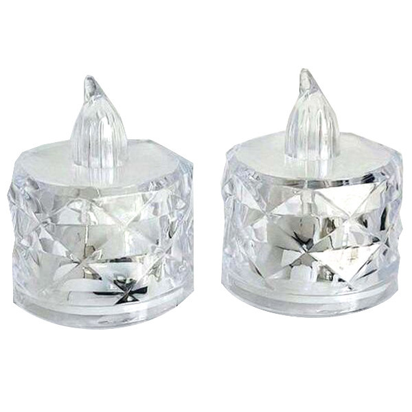 شمع ال ای دی مدل کریستالی شفاف طرح Diamond مجموعه 2 عددی شمع ال ای دی مدل کریستالی شفاف طرح Diamond مجموعه 2 عددی
