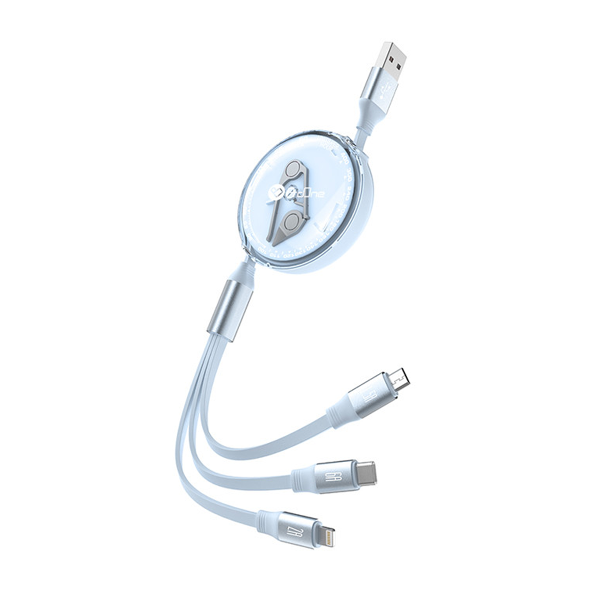 کابل تبدیل USB به USB-C - microUSB - لایتنینگ پرووان مدل PCC118R-آبی 