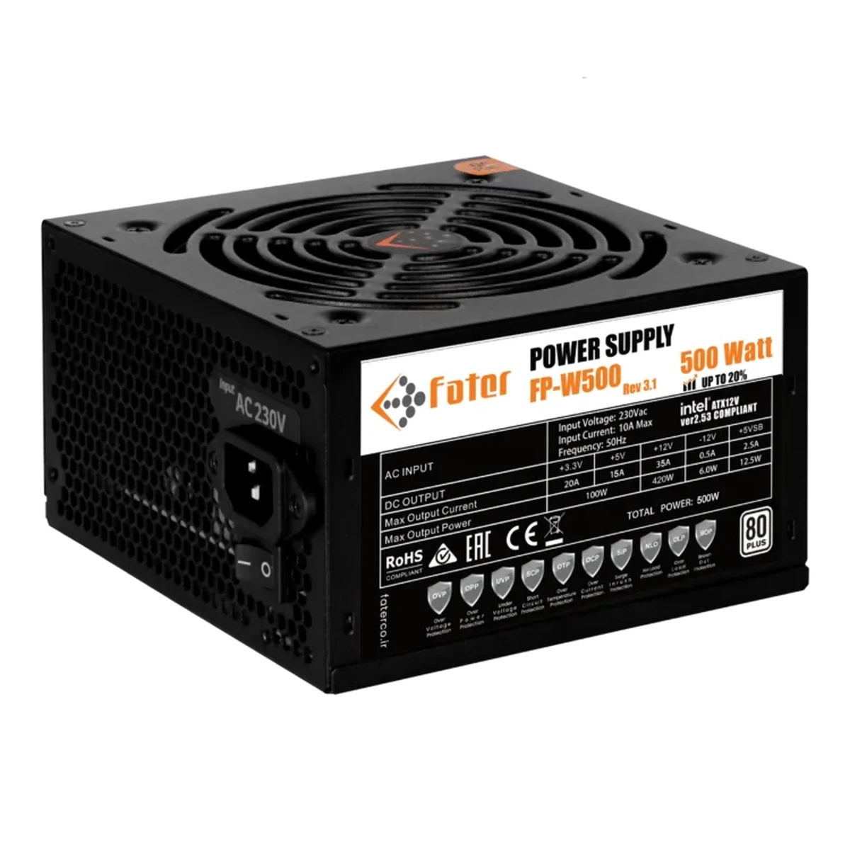 منبع تغذیه کامپیوتر فاطر مدل FP-W500 80Plus منبع تغذیه کامپیوتر فاطر مدل FP-W500 80Plus