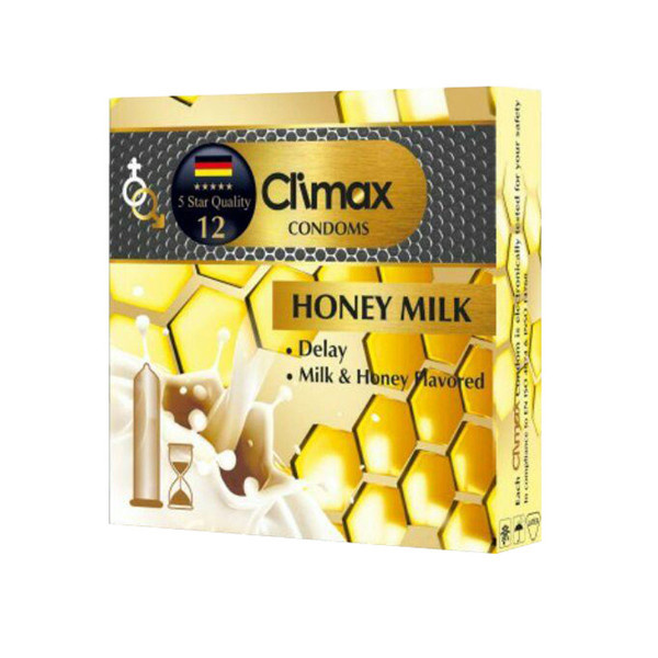 کاندوم کلایمکس مدل 12 honey milk بسته 3 عددی کاندوم کلایمکس مدل 12 honey milk بسته 3 عددی