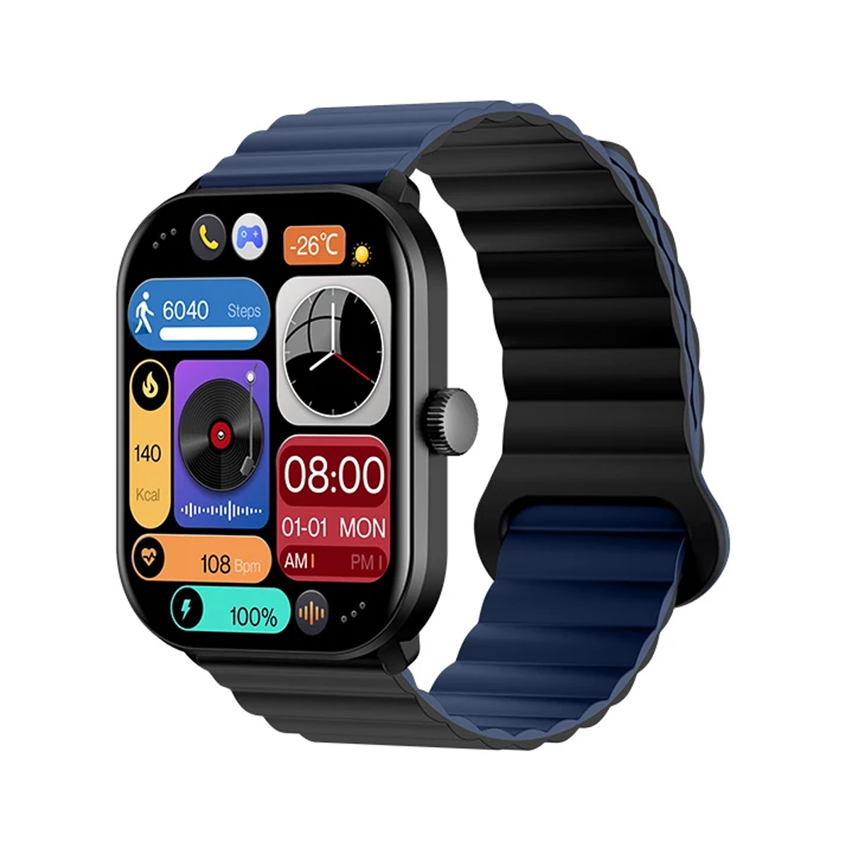 ساعت هوشمند گلوریمی مدل GS1 Pro-بدنه مشکی بند سرمه ای