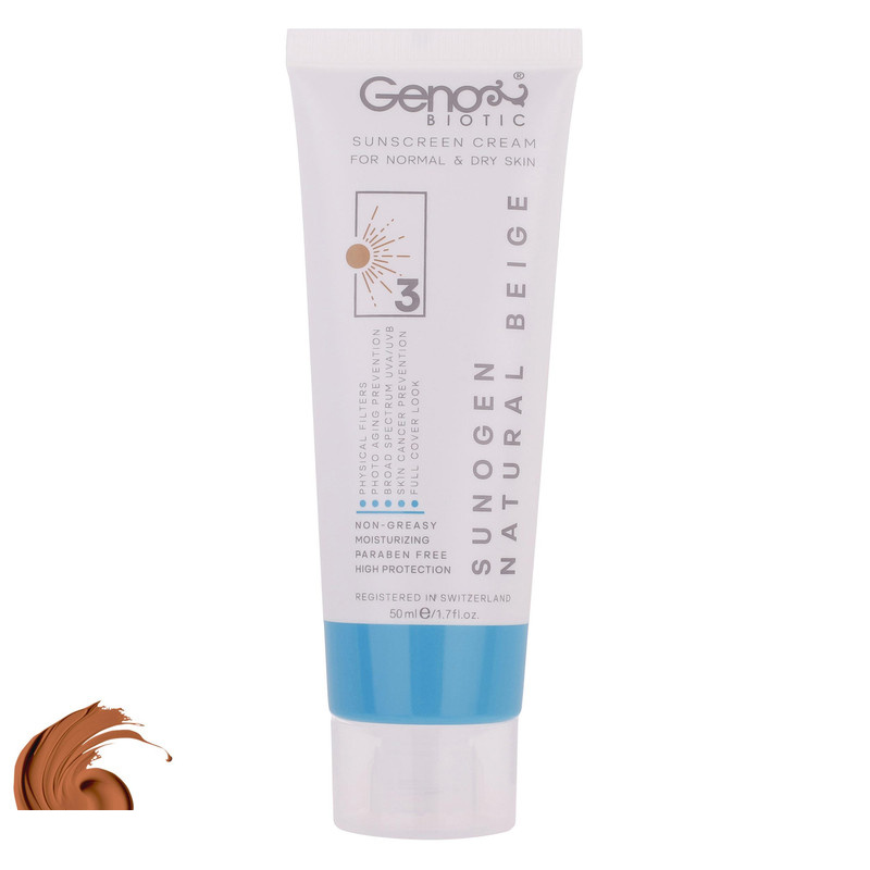 کرم ضدآفتاب رنگی ژنوبایوتیک SPF50 مدل NBD3 مناسب پوست های خشک و معمولی حجم 50 میلیلیتر کرم ضدآفتاب رنگی ژنوبایوتیک SPF50 مدل NBD3 مناسب پوست های خشک و معمولی حجم 50 میلیلیتر
