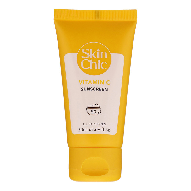 کرم ضد آفتاب بیرنگ صورت اسکین شیک SPF 50 مدل Vitamin c مناسب برای انواع پوست حجم 50 میلیلیتر کرم ضد آفتاب بیرنگ صورت اسکین شیک SPF 50 مدل Vitamin c مناسب برای انواع پوست حجم 50 میلیلیتر