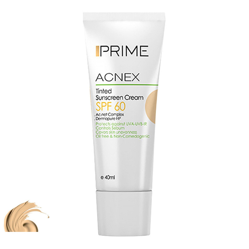 کرم ضدآفتاب رنگی پرایم مدل Acnex SPF60 مناسب پوست های چرب حجم 40 میلیلیتر