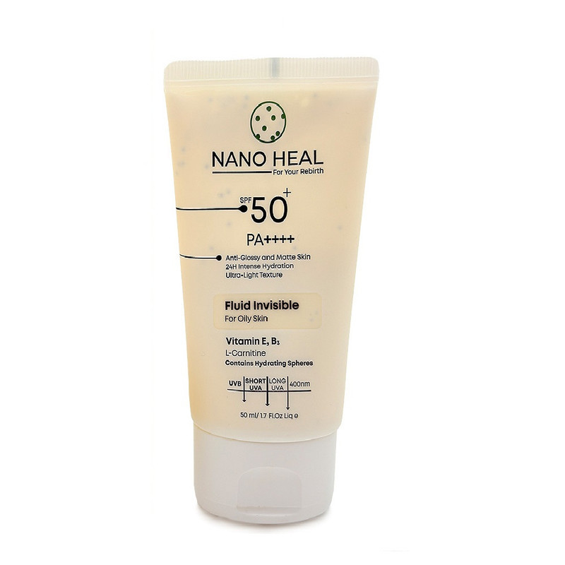 فلوئید ضد آفتاب نانوهیل SPF 50 مدل 002 محافظ UVA UVB مناسب برای پوست های چرب حجم 50 میلیلیتر فلوئید ضد آفتاب نانوهیل SPF 50 مدل 002 محافظ UVA UVB مناسب برای پوست های چرب حجم 50 میلیلیتر