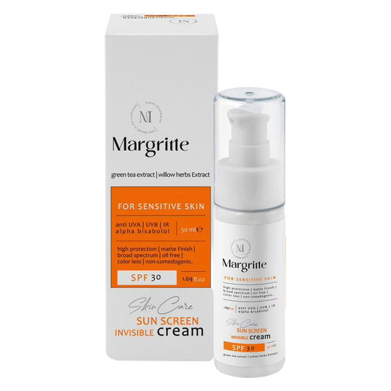 کرم ضد آفتاب بدون رنگ مارگریت SPF 30 مدل 03 مناسب پوست های حساس حجم 50 میلیلیتر کرم ضد آفتاب بدون رنگ مارگریت SPF 30 مدل 03 مناسب پوست های حساس حجم 50 میلیلیتر