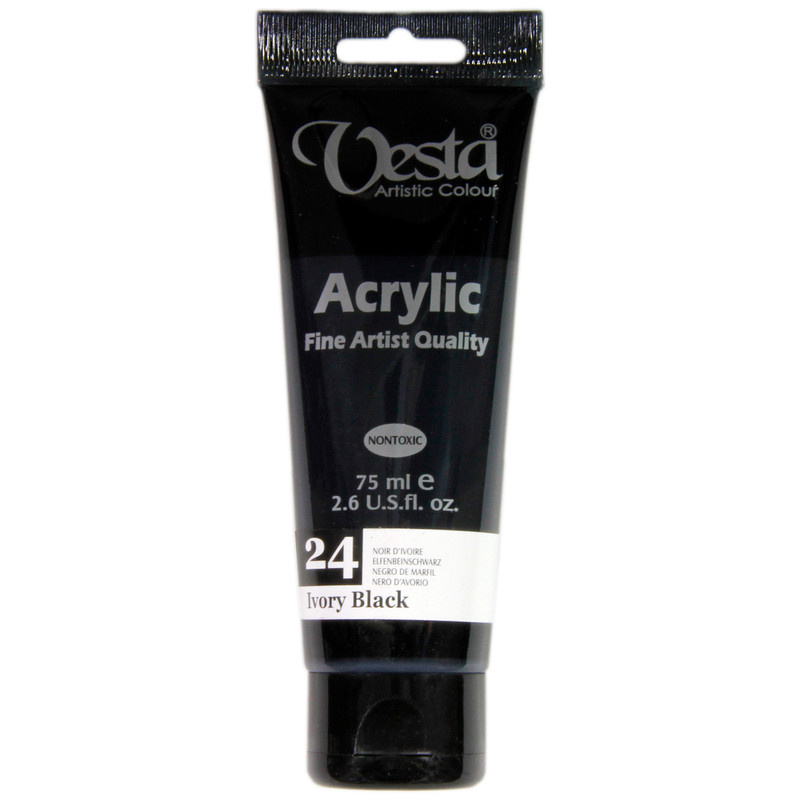 رنگ اکریلیک وستا مدل 24 Ivory Black حجم 75 میلی لیتر رنگ اکریلیک وستا مدل 24 Ivory Black حجم 75 میلی لیتر