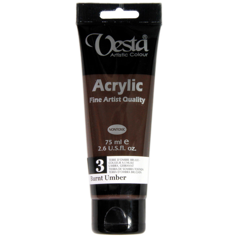 رنگ اکریلیک وستا مدل 03 Burnt Umber حجم 75 میلی لیتر رنگ اکریلیک وستا مدل 03 Burnt Umber حجم 75 میلی لیتر