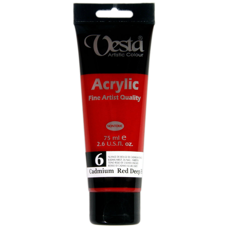 رنگ اکریلیک وستا مدل 06 Cadmium Red Deep Hue حجم 75 میلی لیتر رنگ اکریلیک وستا مدل 06 Cadmium Red Deep Hue حجم 75 میلی لیتر
