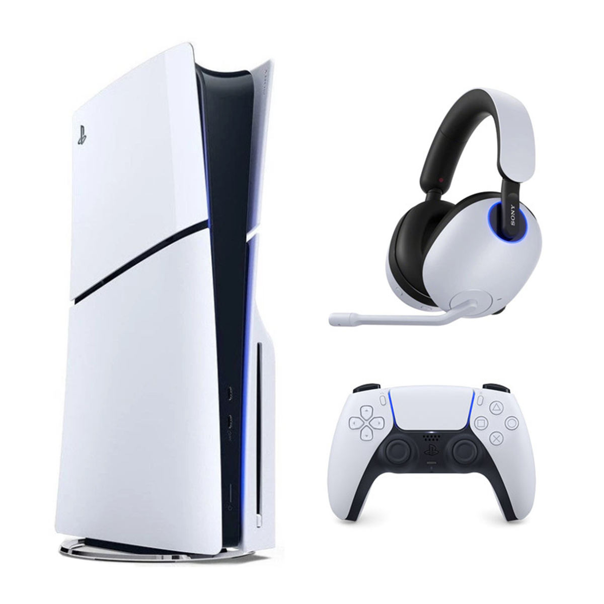 پلی استیشن 5 اسلیم دیسک خور آمریکا سفید 1 ترابایت + هدست Sony InZone H9