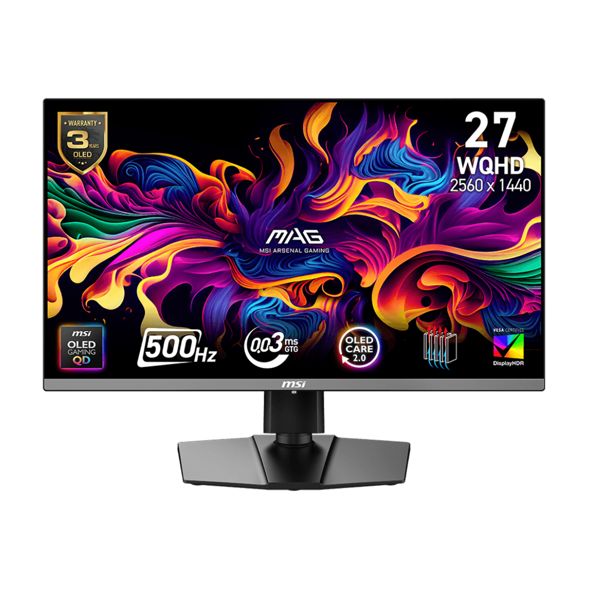 مانیتور گیمینگ ام اس آی مدل MAG 272QP QD-OLED X50 سایز 27 اینچ-مشکی