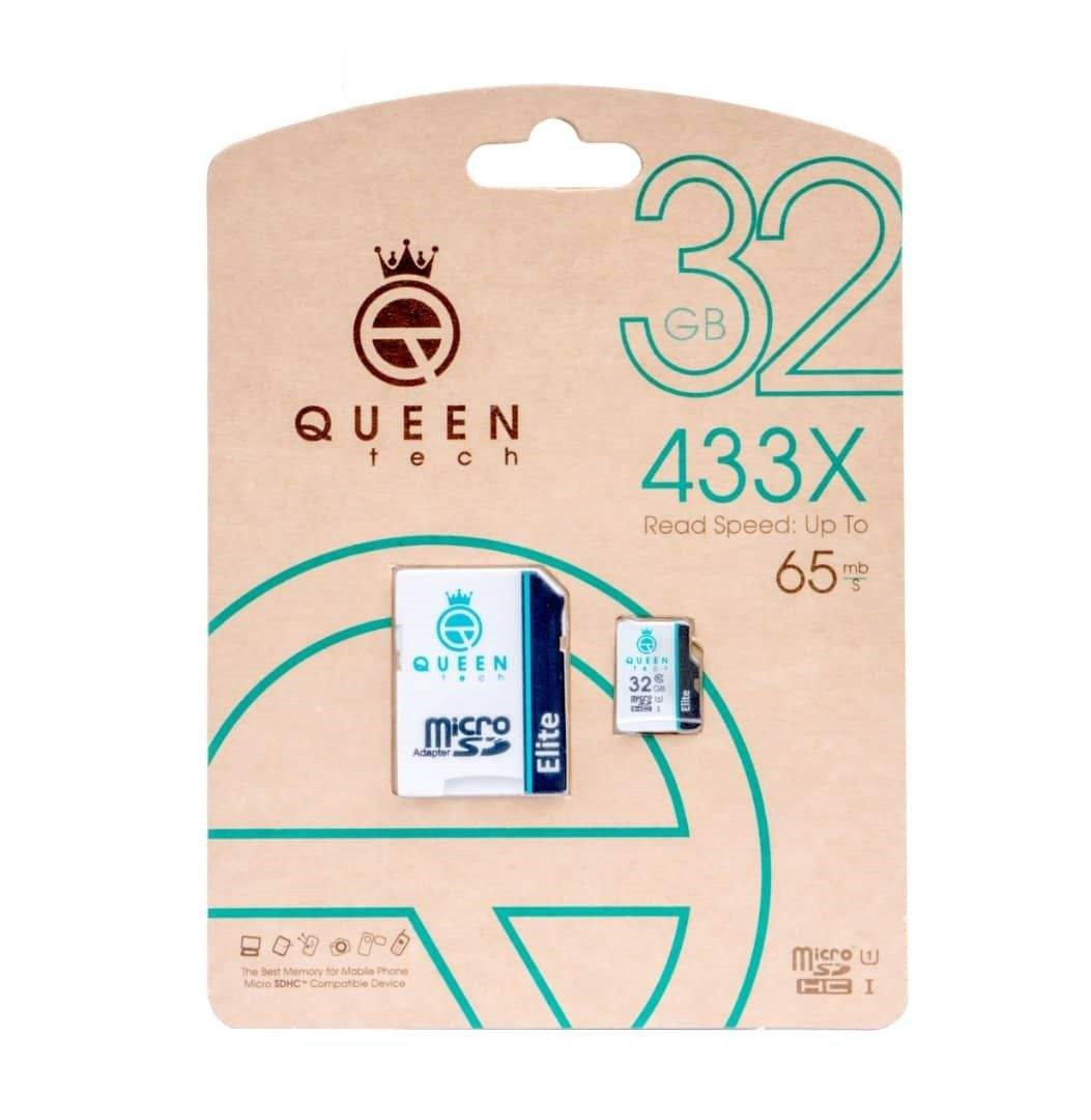 کارت حافظه microSDHC کویین تک (Queen Tech) مدل Elite 433X کلاس 10 استاندارد UHS-I U1 ظرفیت32گیگابایت به همراه آداپتور SD کارت حافظه microSDHC کویین تک (Queen Tech) مدل Elite 433X کلاس 10 استاندارد UHS-I U1 ظرفیت32گیگابایت به همراه آداپتور SD