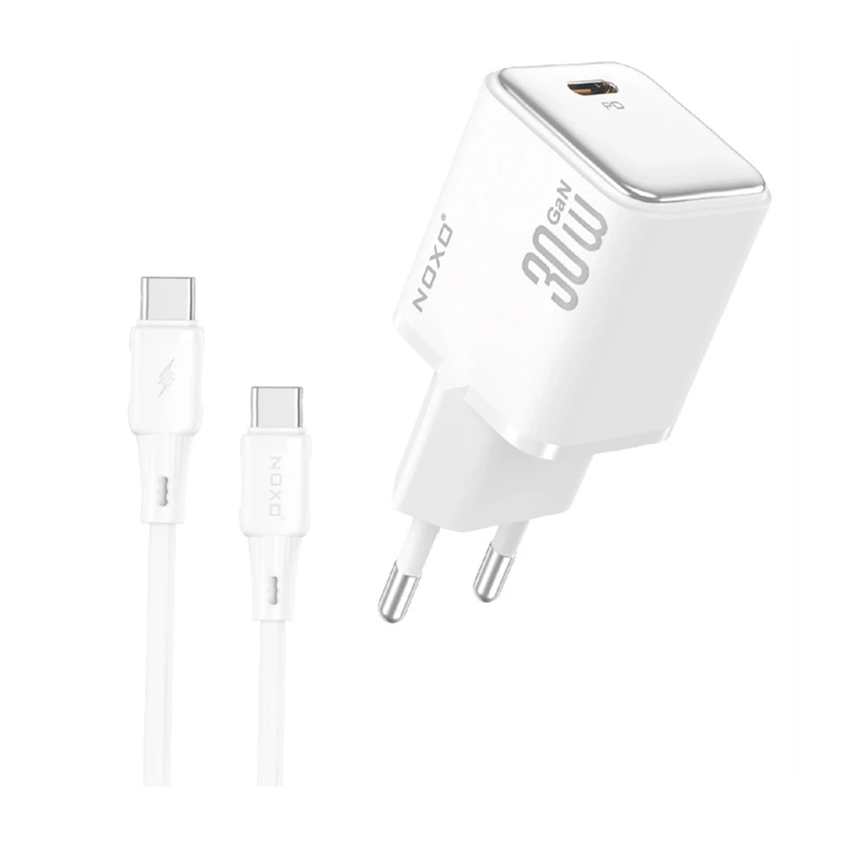 شارژر دیواری نوکسو مدل CHN‑7 GaN به همراه کابل USB-C توان 30 وات-سفید شارژر دیواری نوکسو مدل CHN‑7 GaN به همراه کابل USB-C توان 30 وات-سفید