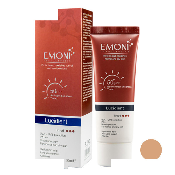 کرم ضد آفتاب رنگی امونی درماسیوتیکس SPF 50 مدل لوسیدنت مناسب پوست های خشکو معمولی و حساس حجم 50 میلی لیتر کرم ضد آفتاب رنگی امونی درماسیوتیکس SPF 50 مدل لوسیدنت مناسب پوست های خشکو معمولی و حساس حجم 50 میلی لیتر