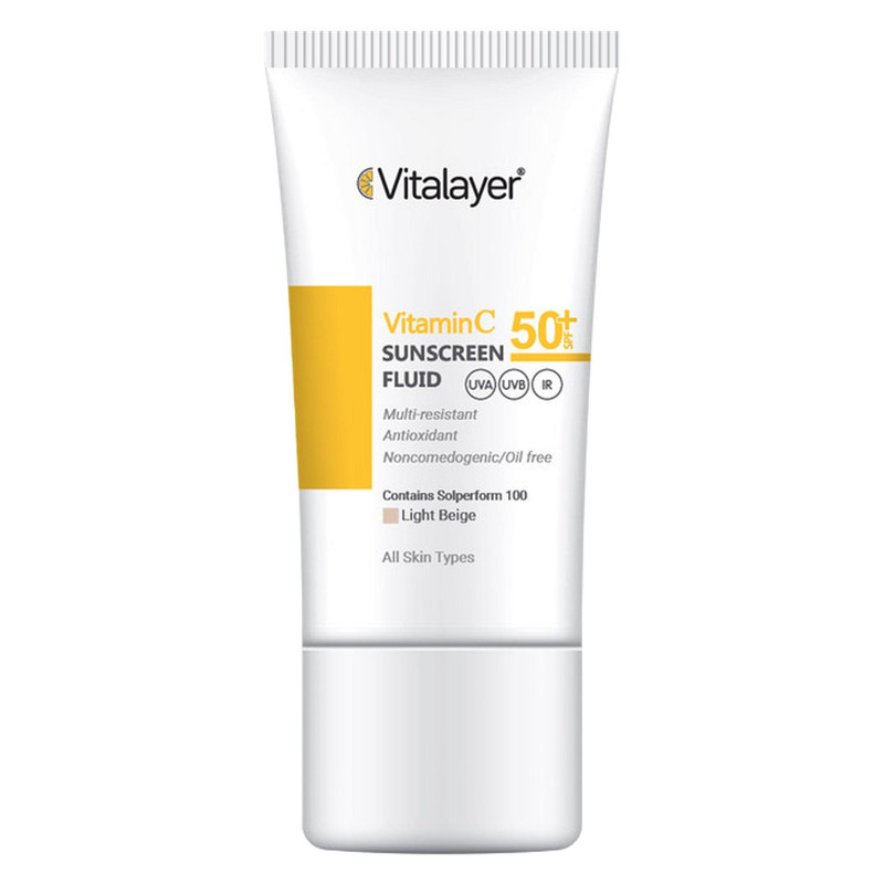 فلوئید ضدآفتاب رنگی ویتالیر، 50 SPF، مدل Vitamin C، مناسب انواع پوست تنالیته رنگ متوسط و حجم 50 میلیلیتر فلوئید ضدآفتاب رنگی ویتالیر، 50 SPF، مدل Vitamin C، مناسب انواع پوست تنالیته رنگ متوسط و حجم 50 میلیلیتر