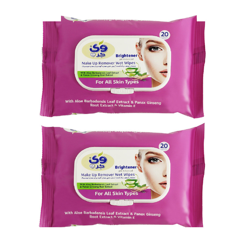 دستمال مرطوب وی کر مدل Ginseng-Aloe Vera دو بسته 20 عددی دستمال مرطوب وی کر مدل Ginseng-Aloe Vera دو بسته 20 عددی