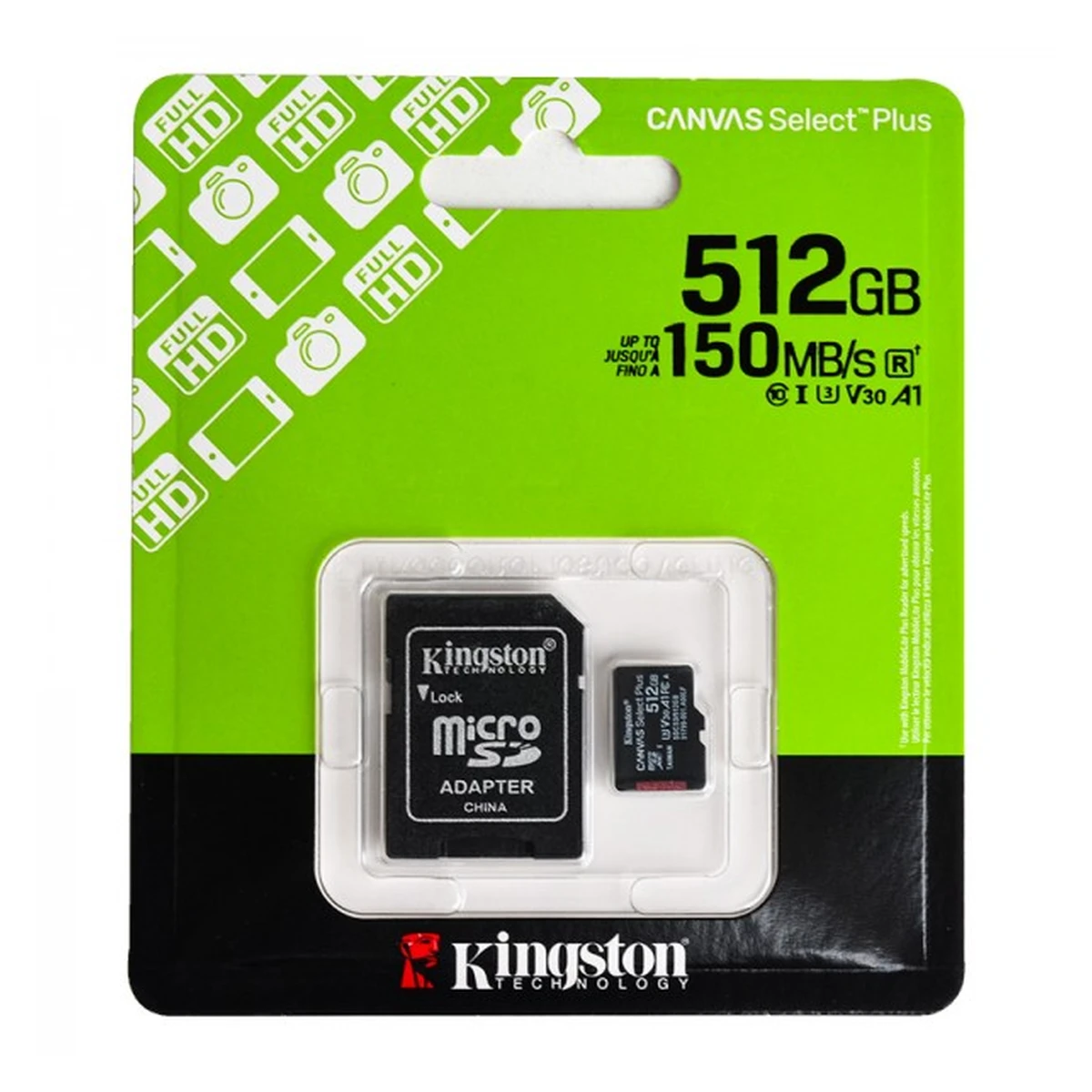 کارت حافظه microSDXC کینگستون مدل CANVAS Select Plus کلاس 10 استاندارد U3 V30 سرعت 150MBps ظرفیت 512 گیگابایت کارت حافظه microSDXC کینگستون مدل CANVAS Select Plus کلاس 10 استاندارد U3 V30 سرعت 150MBps ظرفیت 512 گیگابایت
