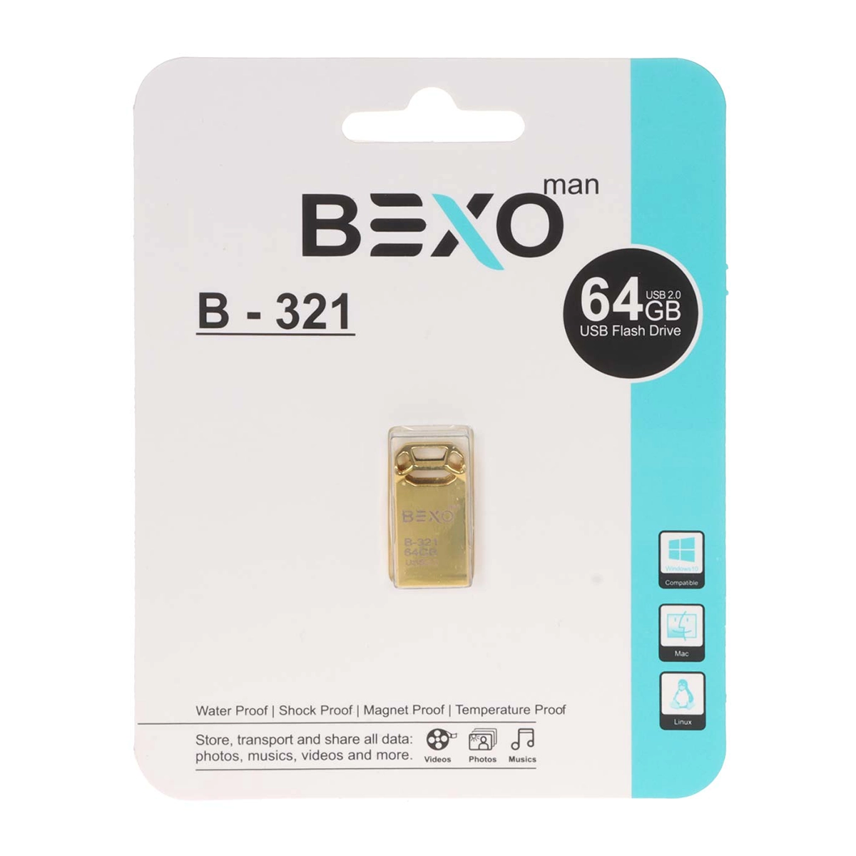 فلش مموری بکسو مدل B-321 ظرفیت 64 گیگابایت-طلایی فلش مموری بکسو مدل B-321 ظرفیت 64 گیگابایت-طلایی