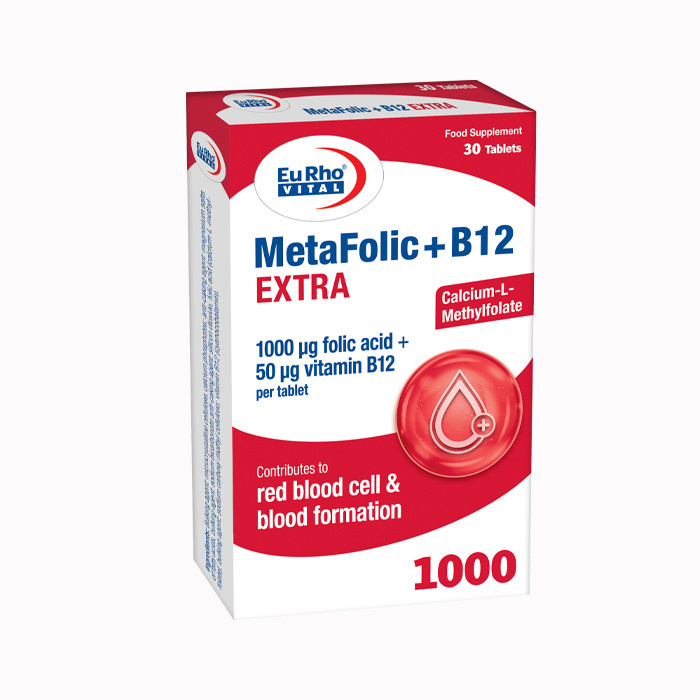 قرص متافولیک و ب 12 50 میکرو گرم اکسترا یوروویتال بسته 30 عددی قرص متافولیک و ب 12 50 میکرو گرم اکسترا یوروویتال بسته 30 عددی