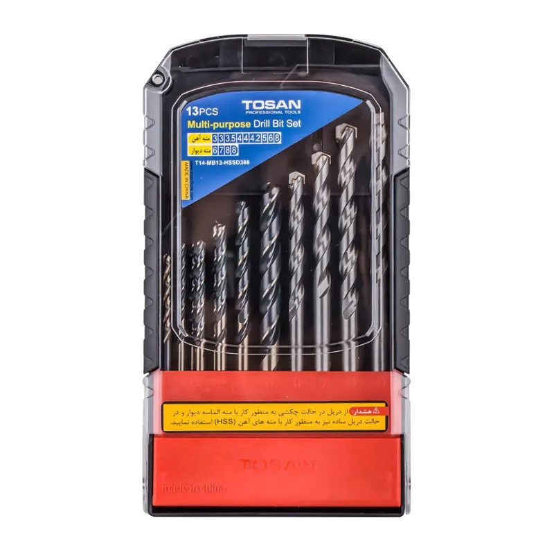 مته الماسه دیوار توسن مدل T14-MB13-HSSD388 مجموعه 13 عددی مته الماسه دیوار توسن مدل T14-MB13-HSSD388 مجموعه 13 عددی