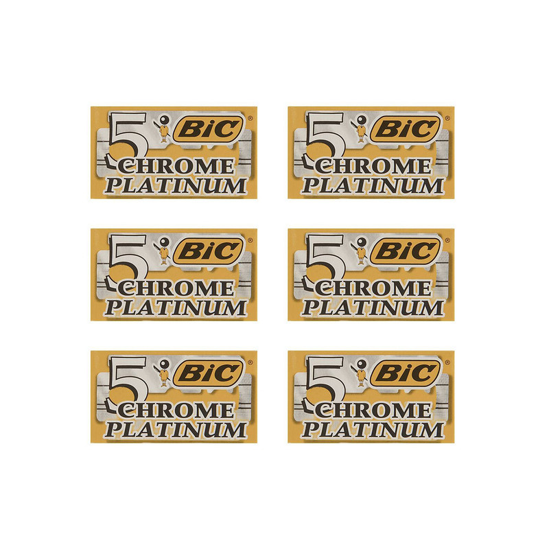 تیغ یدک سنتی بیک مدل Platinum Chromium Double Edge مجموعه 6 عددی تیغ یدک سنتی بیک مدل Platinum Chromium Double Edge مجموعه 6 عددی