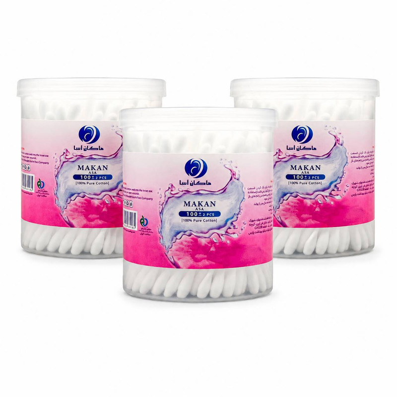 گوش پاک کن ماکان آسا مدل pure ctn سه بسته 100 عددی گوش پاک کن ماکان آسا مدل pure ctn سه بسته 100 عددی